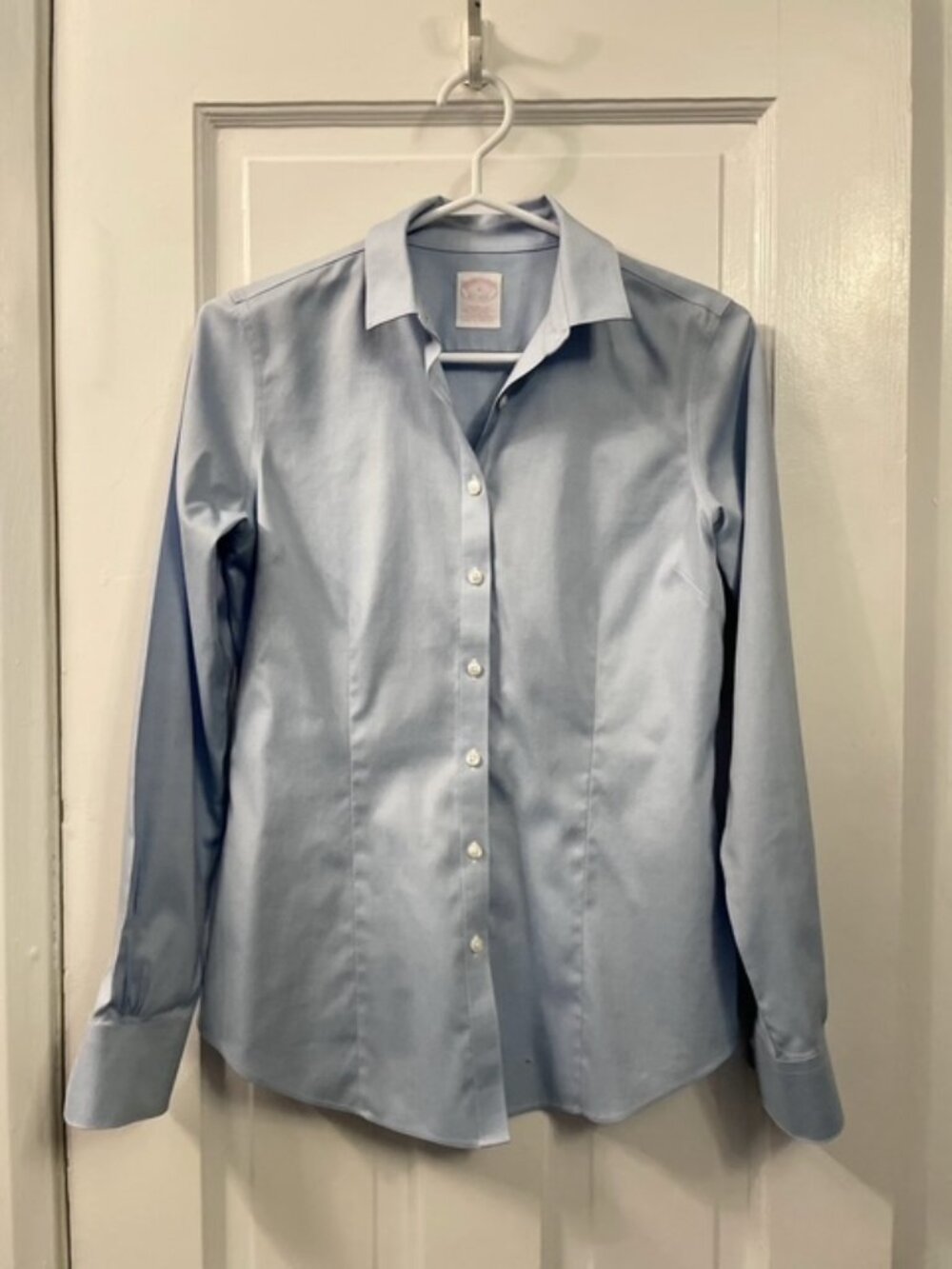 Brooks Brothers Women's Fitted Non-Iron Stretch Cotton Dress Shirt Blue SIze 0